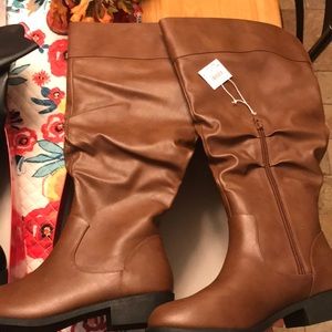 American Eagle Cognac Wide Calf Boots